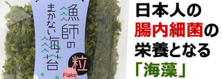 新商品のトッピング海苔です。海藻の食物繊維は ＜日本人特有の腸内細菌＞ の栄養素です。